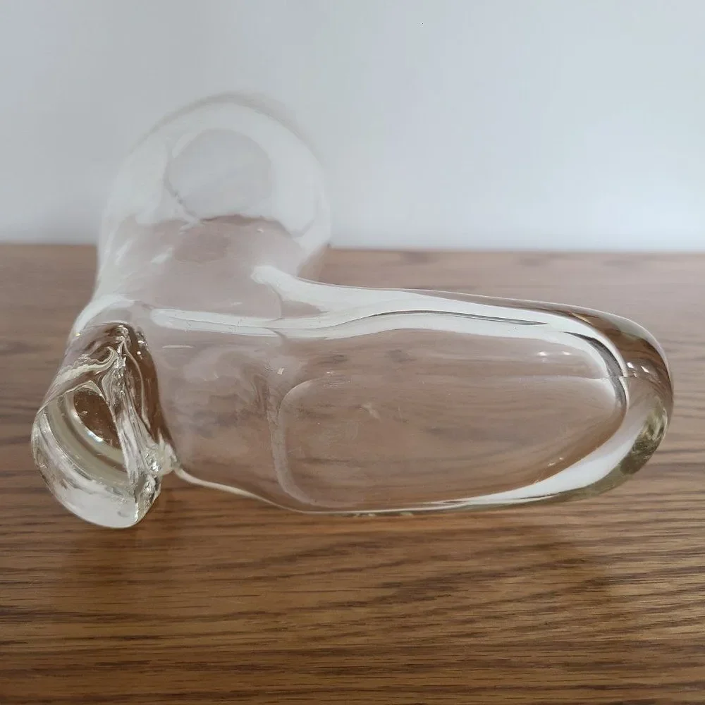 Vintage Large Handblown European Two Pint Clear Glass Beer Boot Drinking Glass